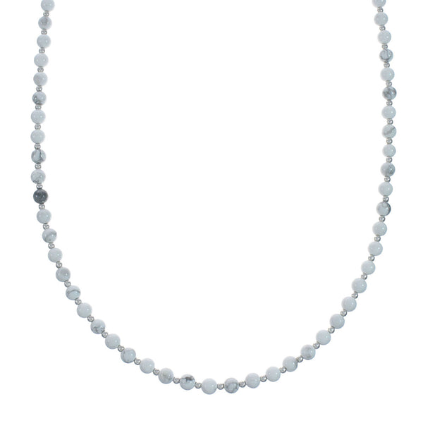 Howlite Navajo Genuine Sterling Silver Bead Necklace X10792